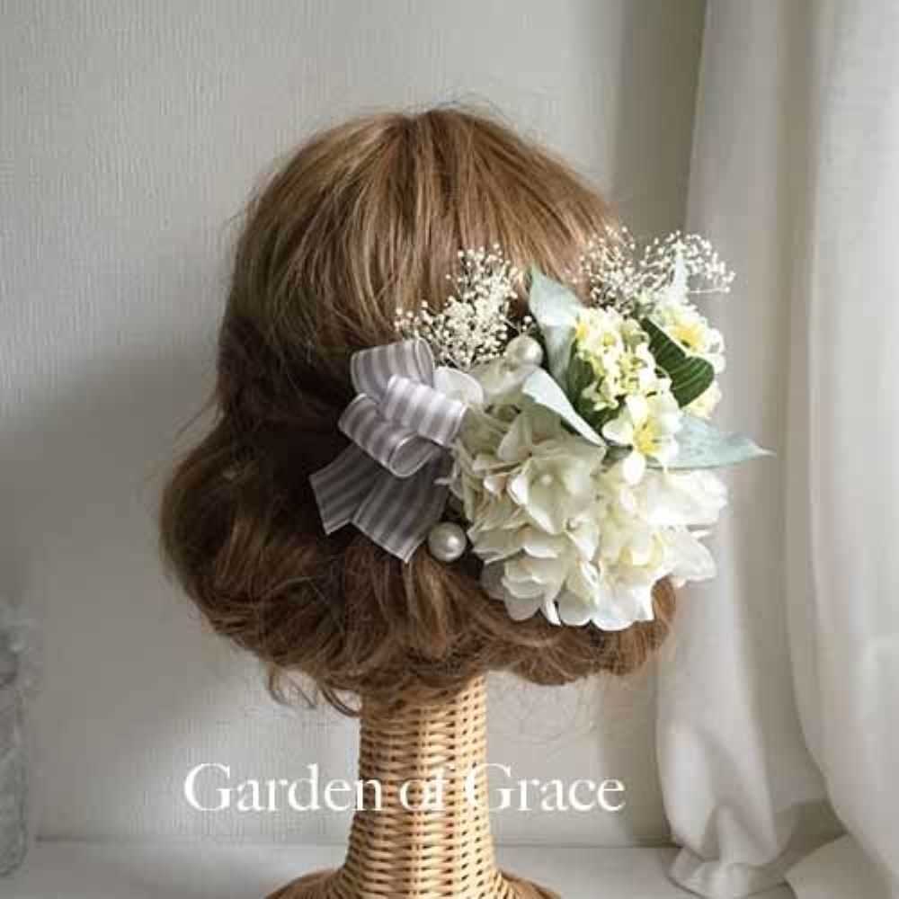 和装 成人式 ハイドランジアのヘッドピース 【黄色11p】 【結婚式 ヘアアクセサリー】