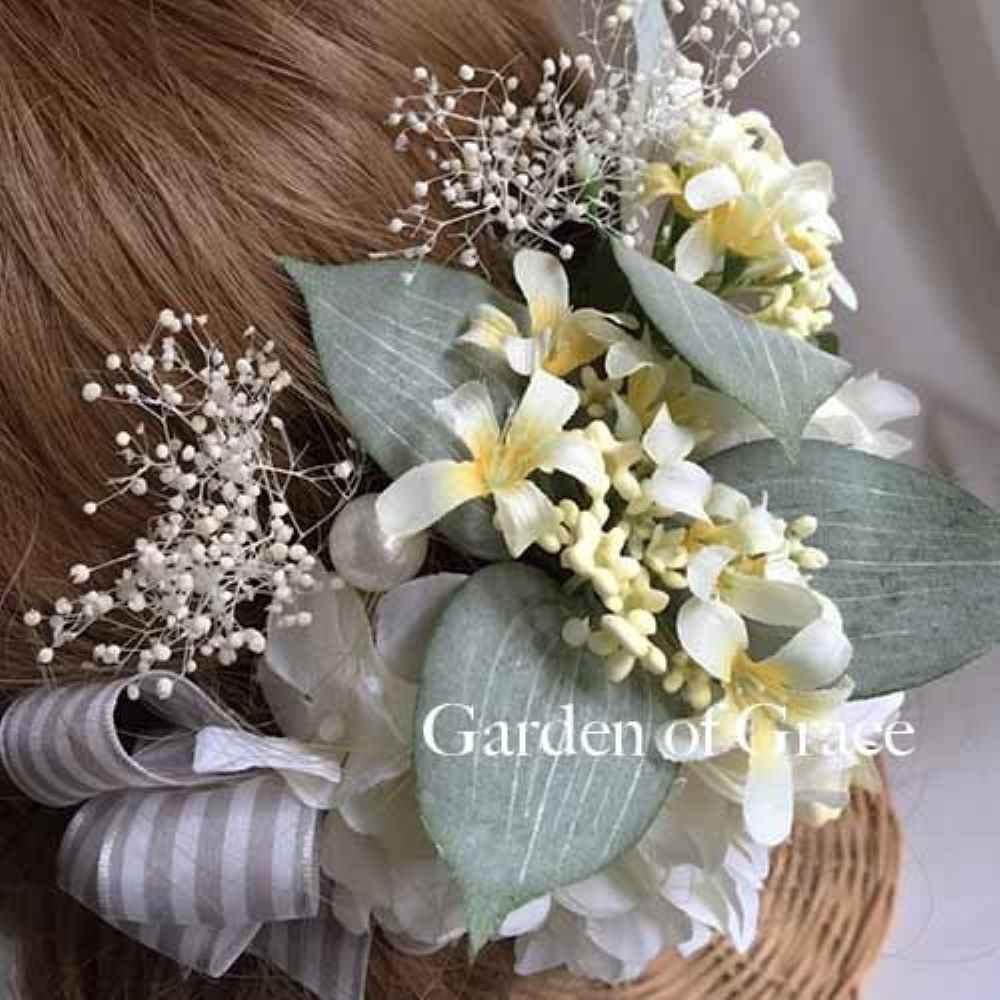 和装 成人式 ハイドランジアのヘッドピース 【黄色11p】 【結婚式 ヘアアクセサリー】