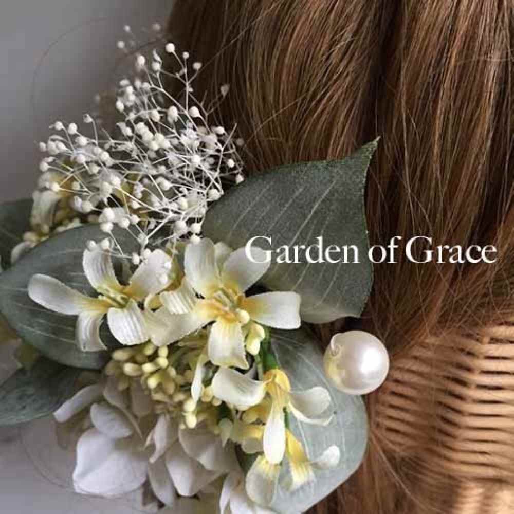 和装 成人式 ハイドランジアのヘッドピース 【黄色11p】 【結婚式 ヘアアクセサリー】