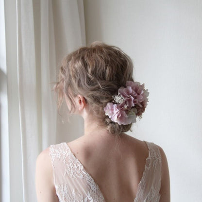 ヘッドピース モーブピンク10ピース 【結婚式 ヘアアクセサリー】