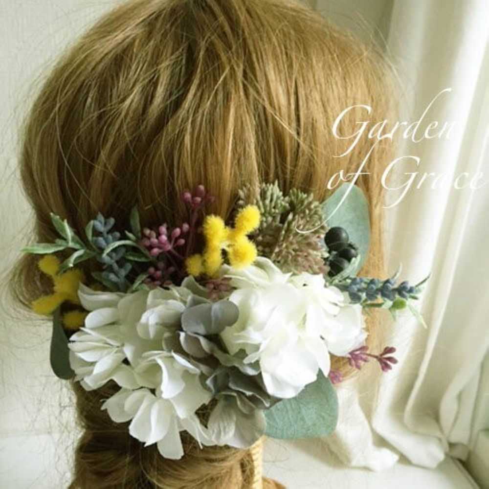 ヘッドピース【ガーデンシリーズ14pミモザ】 【結婚式 ヘアアクセサリー】