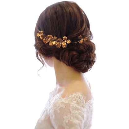 【ヘッドドレス】ブライダルヘッドドレス　カチューシャ　ゴールド　花輪　H37 【結婚式　ヘアアクセサリー】