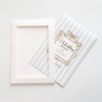 【結婚式 招待状セット】アンティークスウィート ブルー ホルダー付 (印刷込み)【結婚式 ペーパー 招待状】