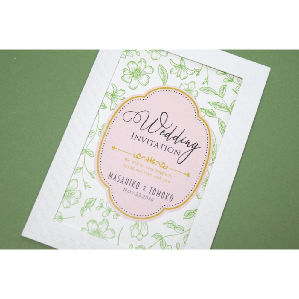 【結婚式 招待状セット】フランソワ グリーン ホルダー付(印刷込み)【結婚式 ペーパー 招待状】