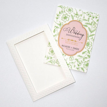 【結婚式 招待状セット】フランソワ グリーン ホルダー付(印刷込み)【結婚式 ペーパー 招待状】