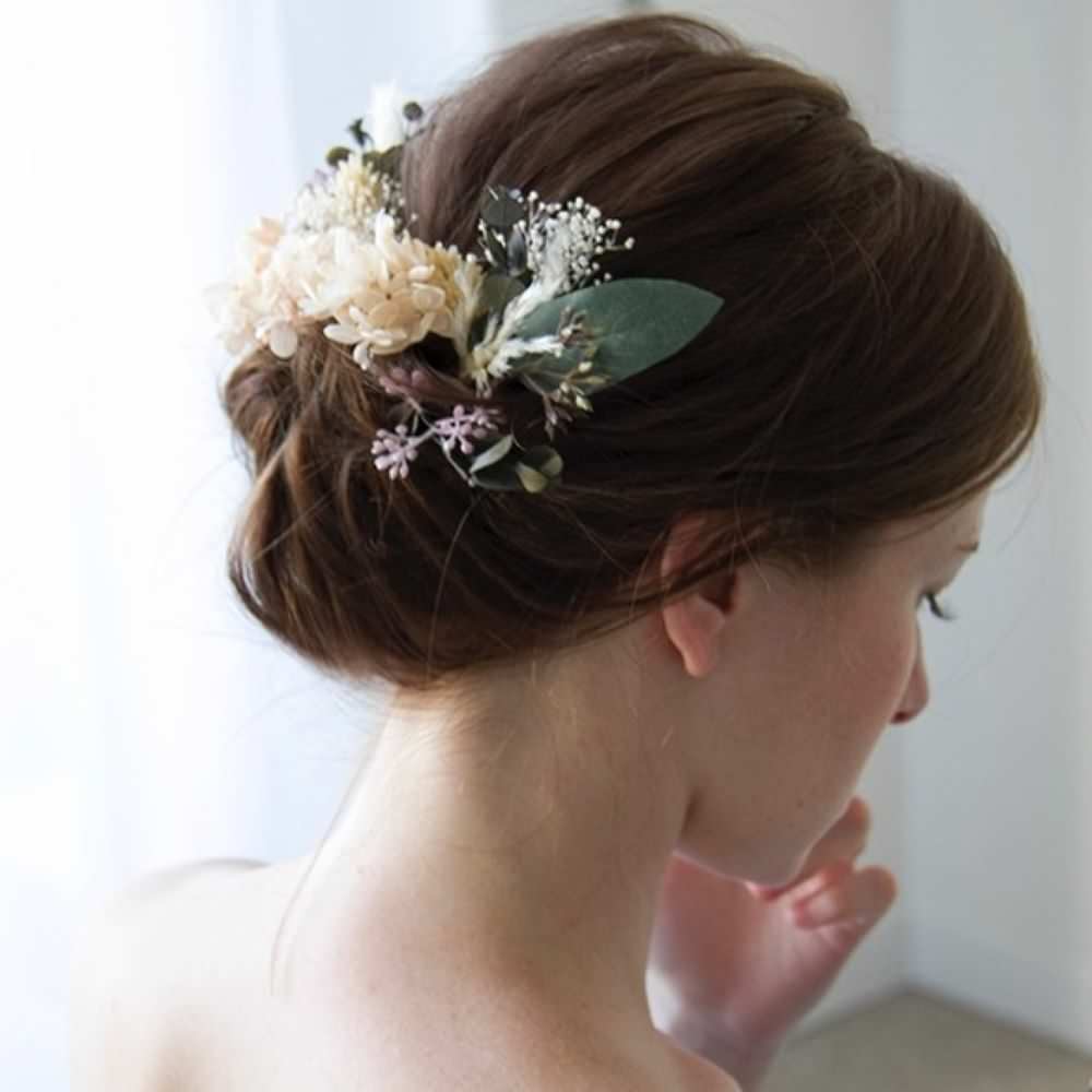 ドライフラワーとプリザのピース和装や成人式にも【dry15p】 【結婚式 ヘアアクセサリー】