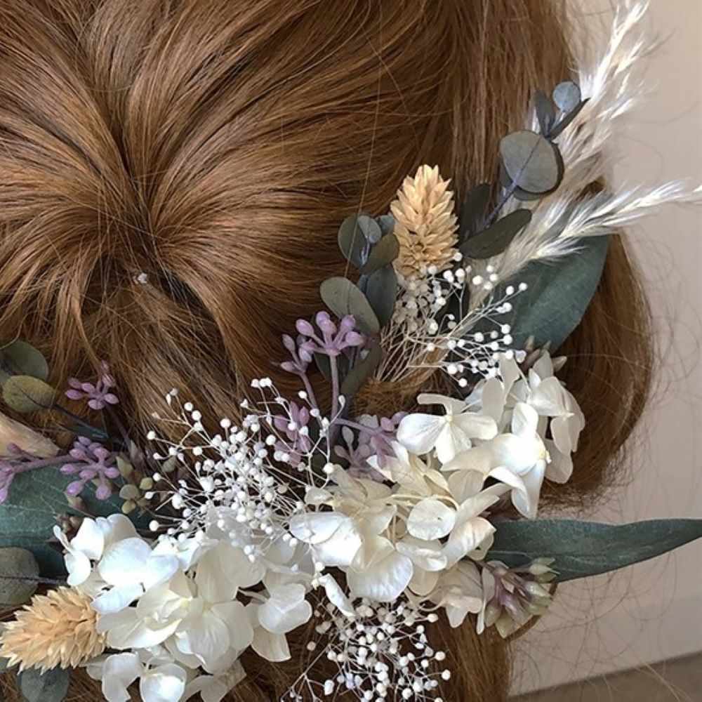 ドライフラワーとプリザのピース和装や成人式にも【dry15p】 【結婚式 ヘアアクセサリー】