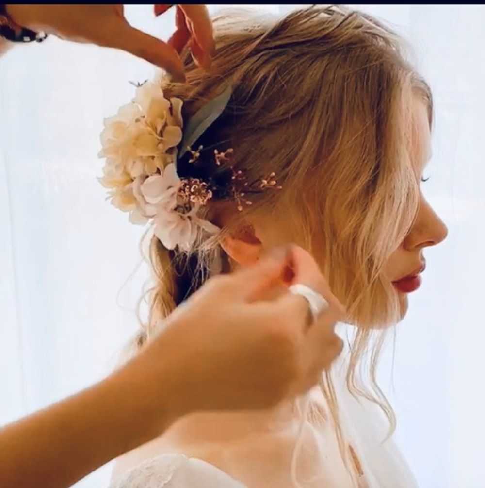 和装や成人式ヘッドピース【ピンクとアイボリー13p】 【結婚式 ヘアアクセサリー】