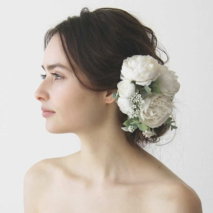 和装 成人式 ヘッドピース【八重咲きローズオフホワイト11p】 【結婚式 ヘアアクセサリー】