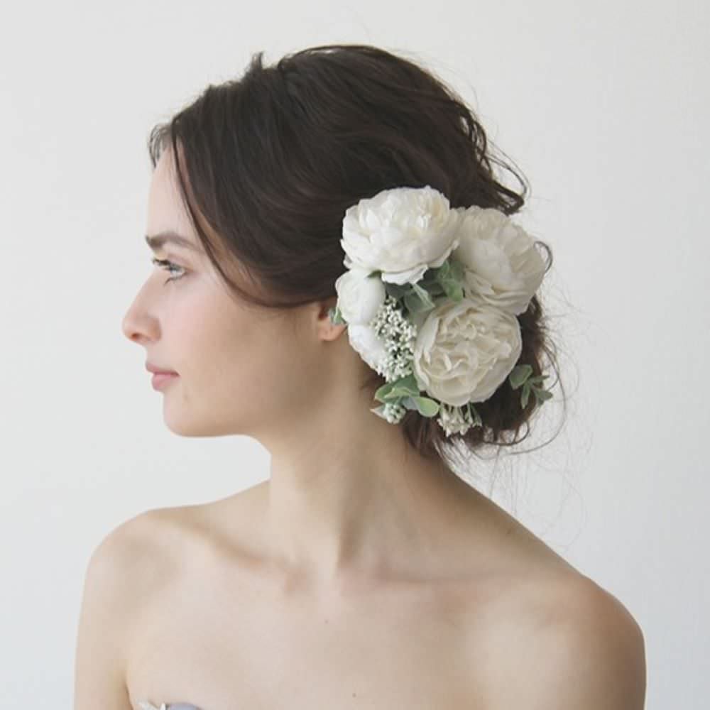 和装 成人式 ヘッドピース【八重咲きローズオフホワイト11p】 【結婚式 ヘアアクセサリー】