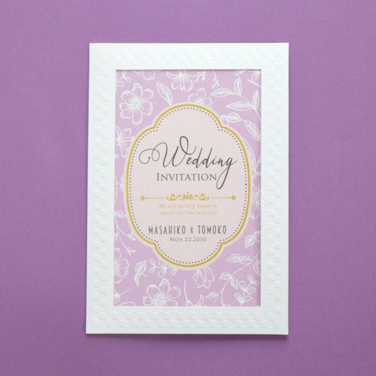 【結婚式 招待状セット】フランソワ パープル ホルダー付 (印刷込み)【結婚式 ペーパー 招待状】