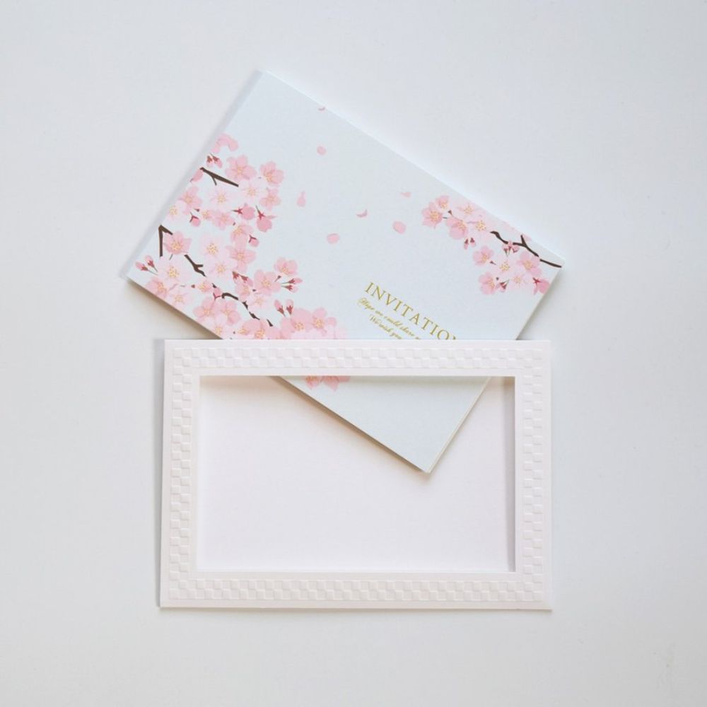 【結婚式 招待状セット】 花桜 ホルダー付 (印刷込み)【結婚式 ペーパー 招待状】