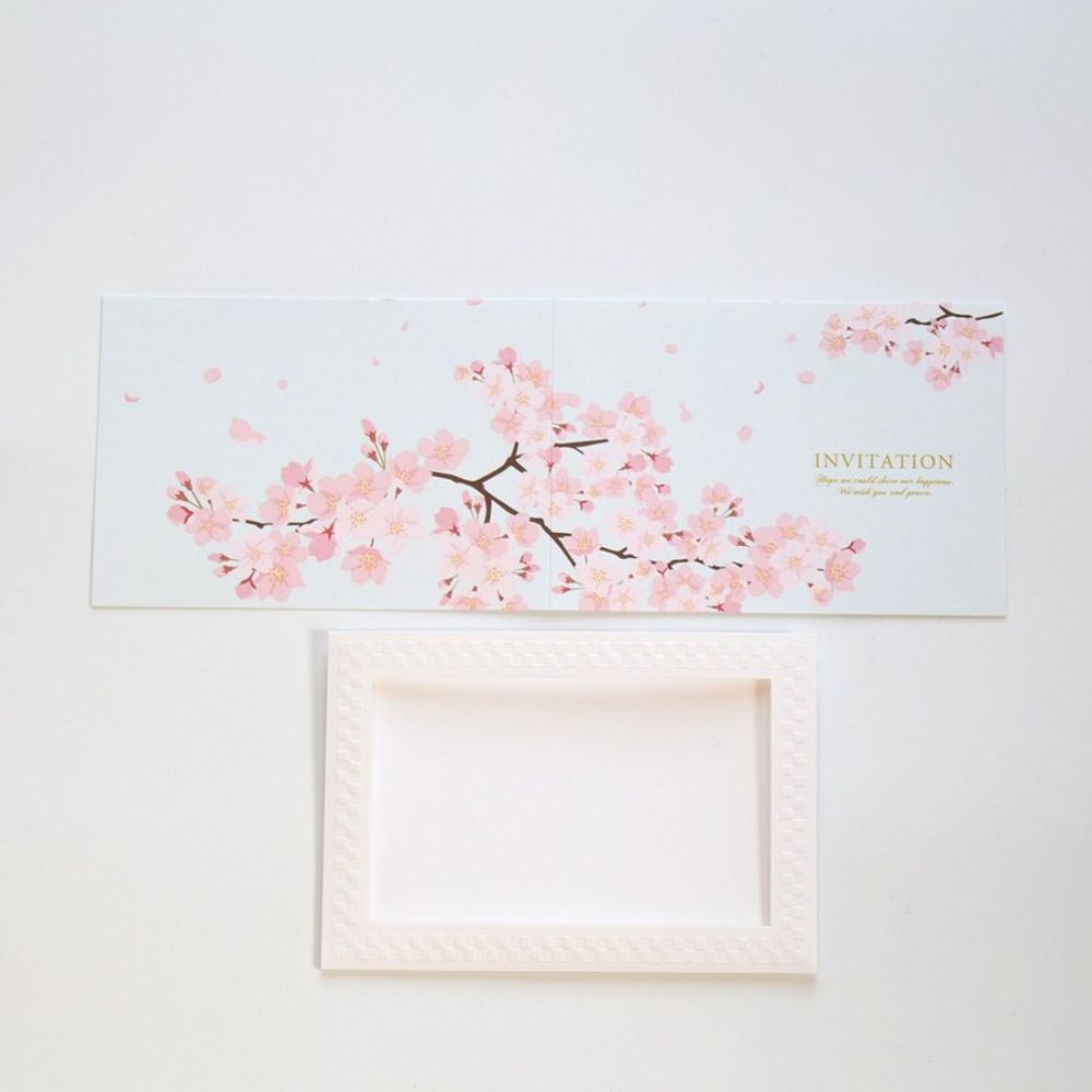 【結婚式 招待状セット】 花桜 ホルダー付 (印刷込み)【結婚式 ペーパー 招待状】