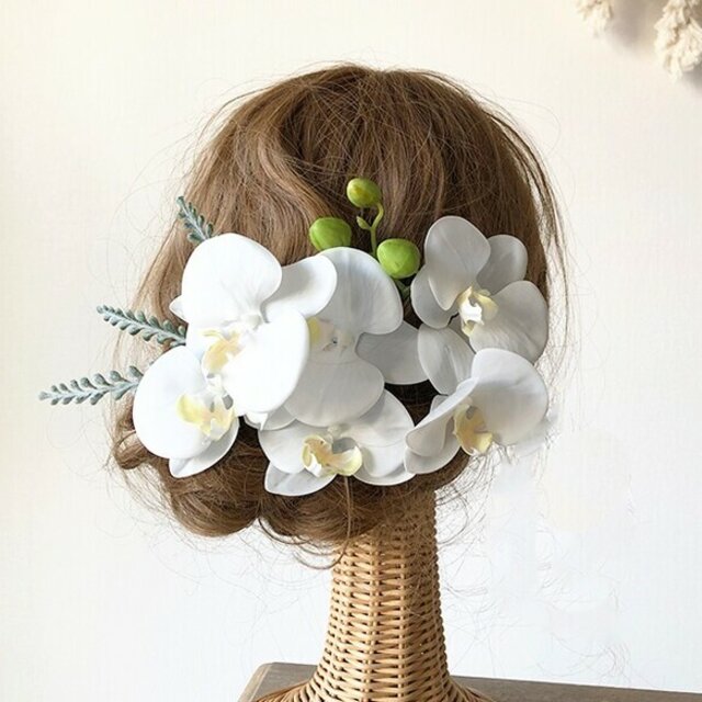 ヘッドピース 和装 成人式 髪飾り【胡蝶蘭オフホワイト10p】 【結婚式 和装 アクセサリー】