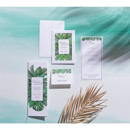 【結婚式 招待状セット】リーフ ホルダー付 (印刷込み)【結婚式 ペーパー 招待状】