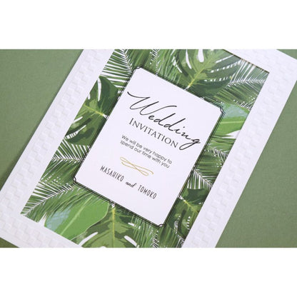 【結婚式 招待状セット】リーフ ホルダー付 (印刷込み)【結婚式 ペーパー 招待状】