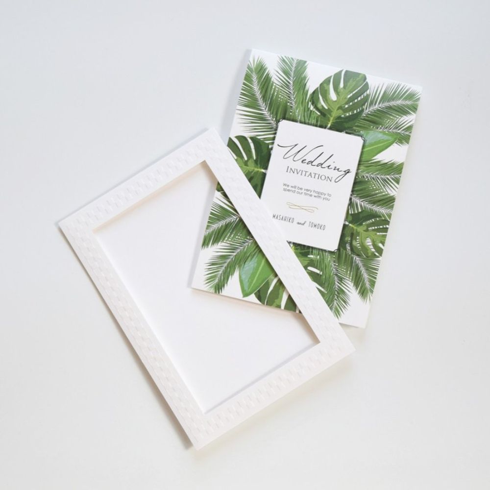 【結婚式 招待状セット】リーフ ホルダー付 (印刷込み)【結婚式 ペーパー 招待状】