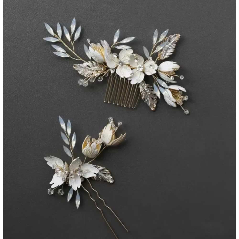 【ヘッドドレス】ヘアコームセット ~ブライダルヘッドドレス~ ≪HC-19≫ 【結婚式 ヘアアクセサリー】