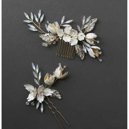 【ヘッドドレス】ヘアコームセット ~ブライダルヘッドドレス~ ≪HC-19≫ 【結婚式 ヘアアクセサリー】