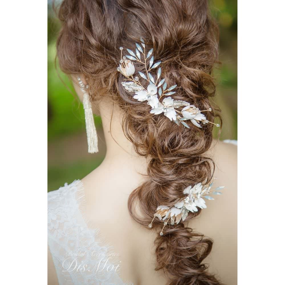 【ヘッドドレス】ヘアコームセット ~ブライダルヘッドドレス~ ≪HC-19≫ 【結婚式 ヘアアクセサリー】