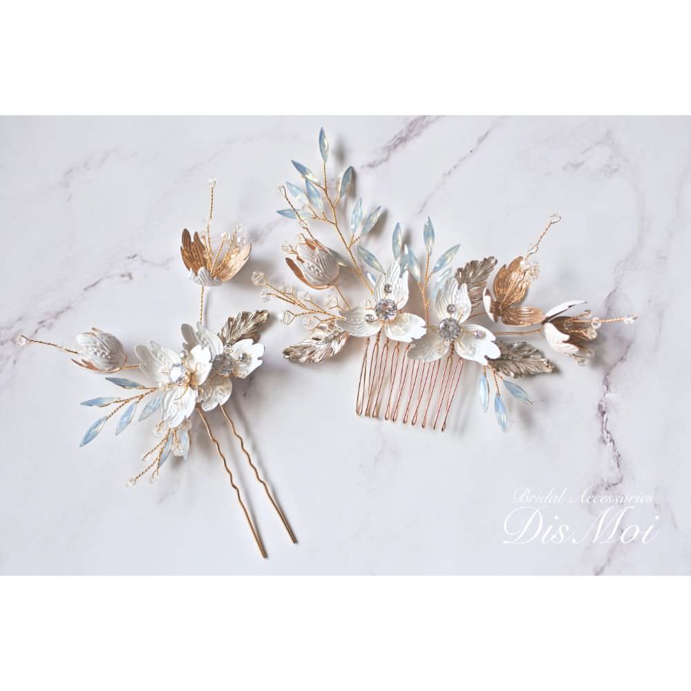 【ヘッドドレス】ヘアコームセット ~ブライダルヘッドドレス~ ≪HC-19≫ 【結婚式 ヘアアクセサリー】