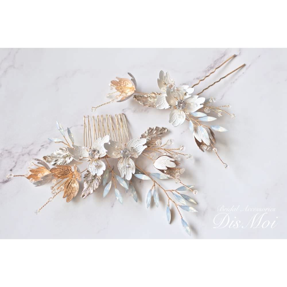 【ヘッドドレス】ヘアコームセット ~ブライダルヘッドドレス~ ≪HC-19≫ 【結婚式 ヘアアクセサリー】