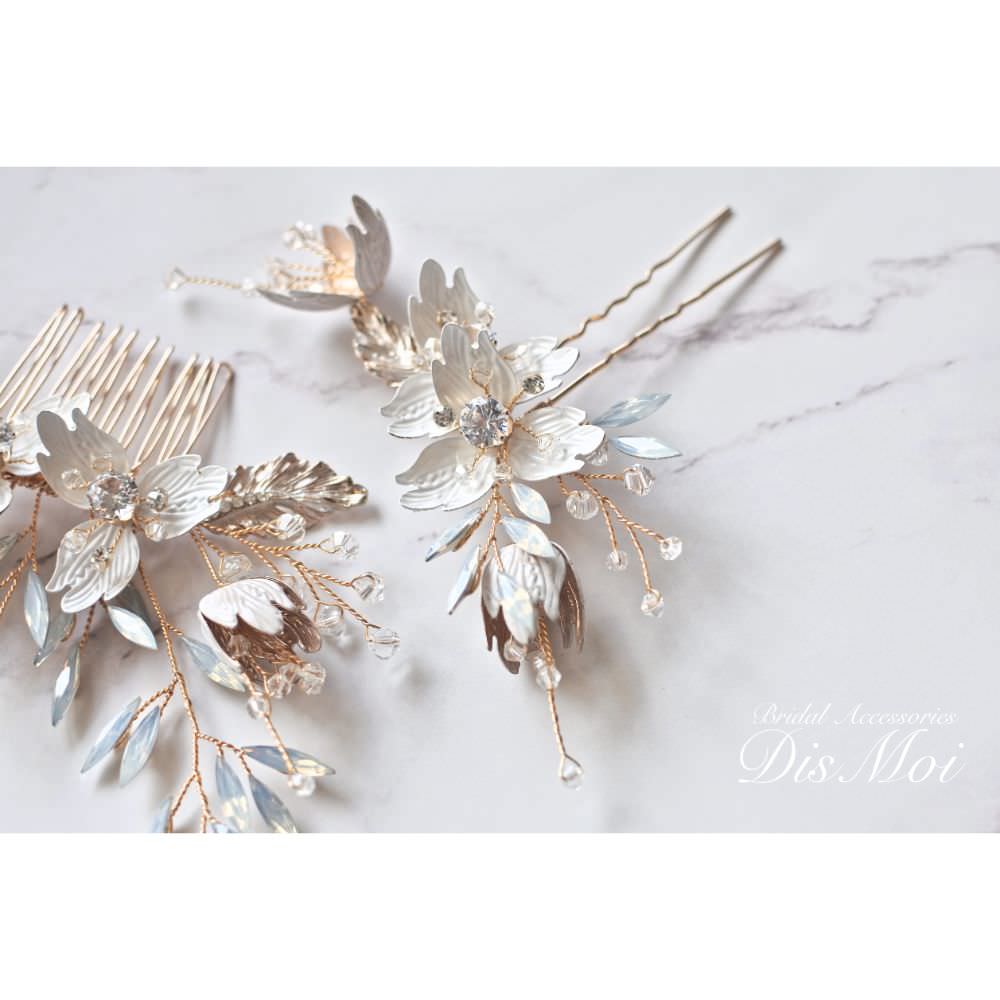 【ヘッドドレス】ヘアコームセット ~ブライダルヘッドドレス~ ≪HC-19≫ 【結婚式 ヘアアクセサリー】