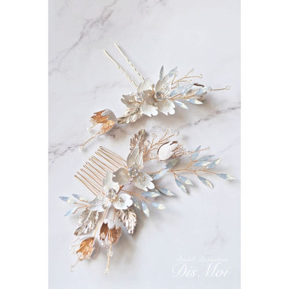 【ヘッドドレス】ヘアコームセット ~ブライダルヘッドドレス~ ≪HC-19≫ 【結婚式 ヘアアクセサリー】