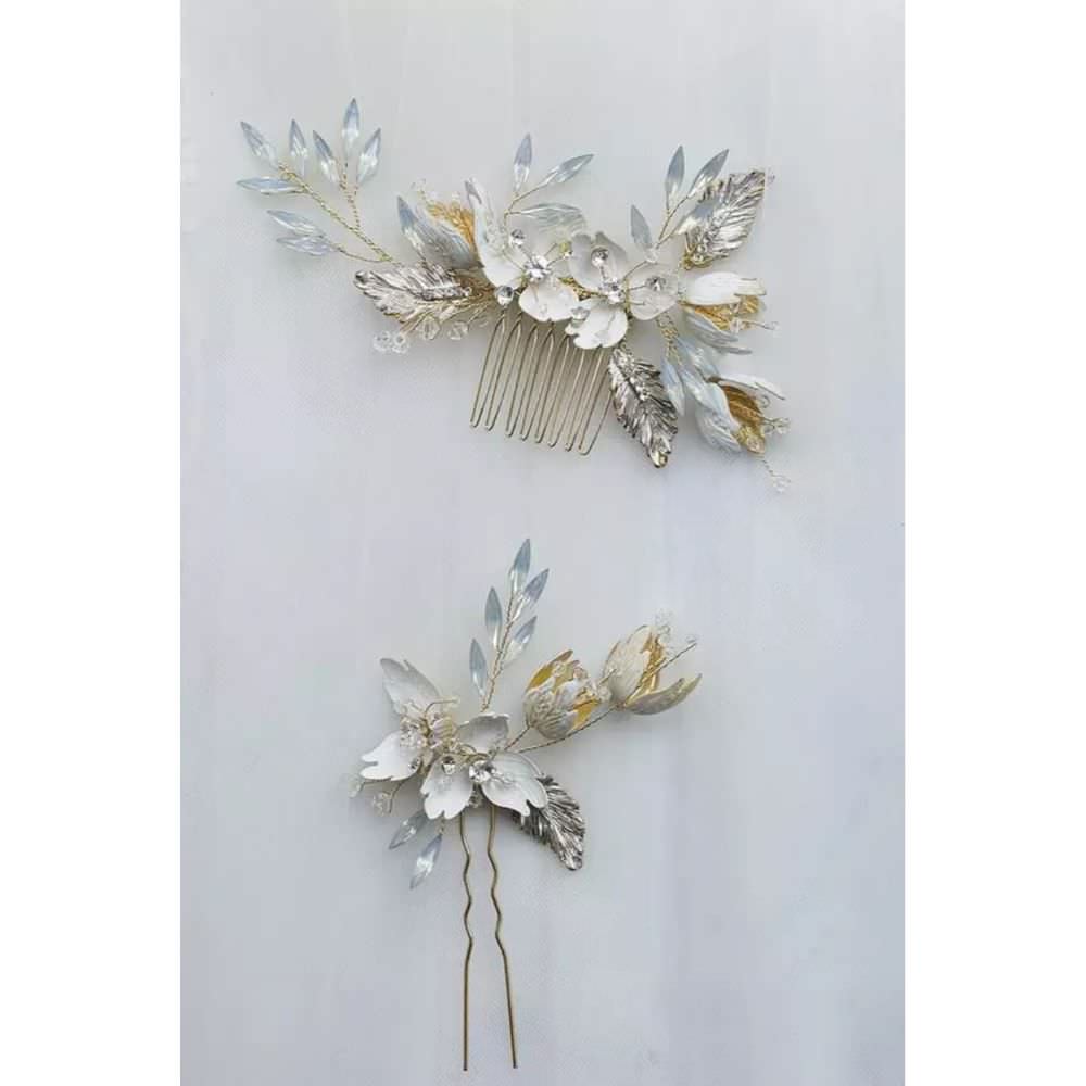 【ヘッドドレス】ヘアコームセット ~ブライダルヘッドドレス~ ≪HC-19≫ 【結婚式 ヘアアクセサリー】