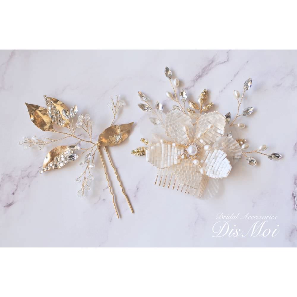 【ヘッドドレス】ヘアコームセット ~ブライダルヘッドドレス~ ≪HC-21≫ 【結婚式 ヘアアクセサリー】