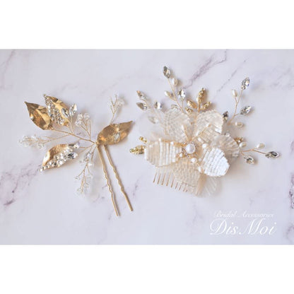 【ヘッドドレス】ヘアコームセット ~ブライダルヘッドドレス~ ≪HC-21≫ 【結婚式 ヘアアクセサリー】