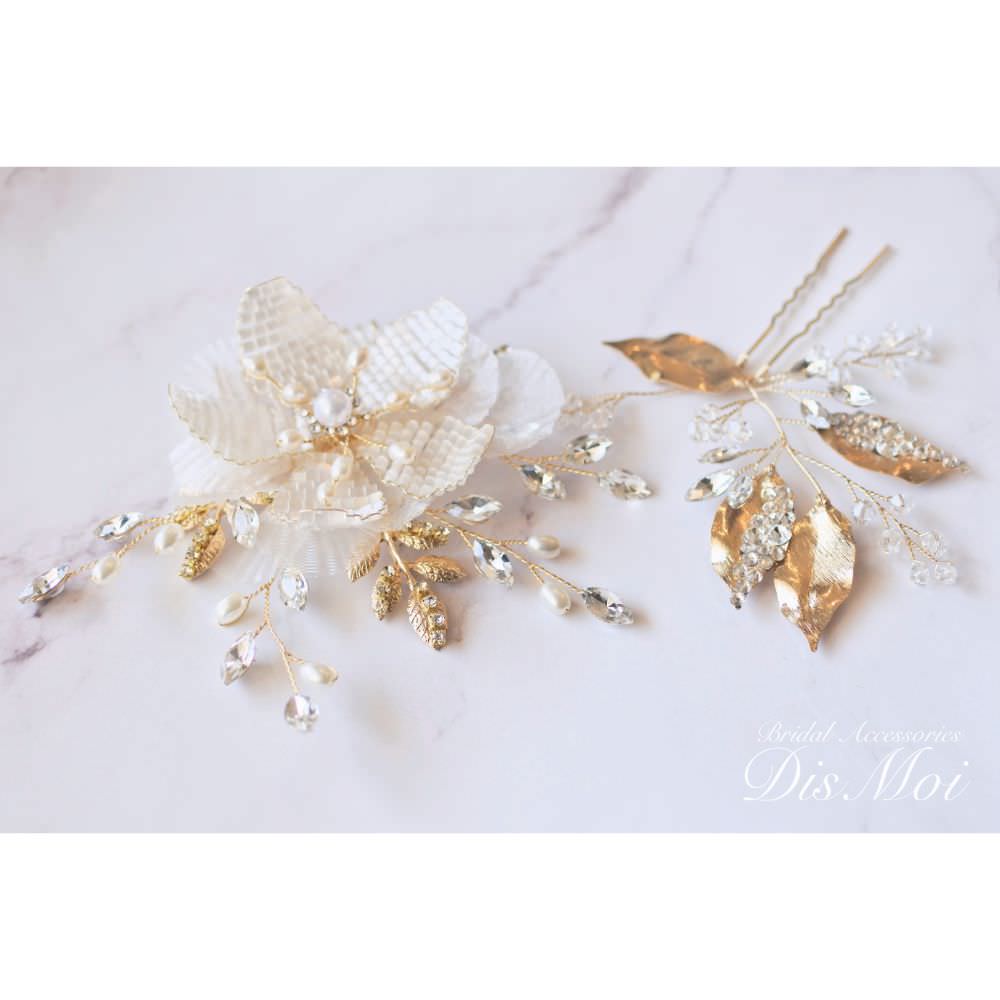 【ヘッドドレス】ヘアコームセット ~ブライダルヘッドドレス~ ≪HC-21≫ 【結婚式 ヘアアクセサリー】