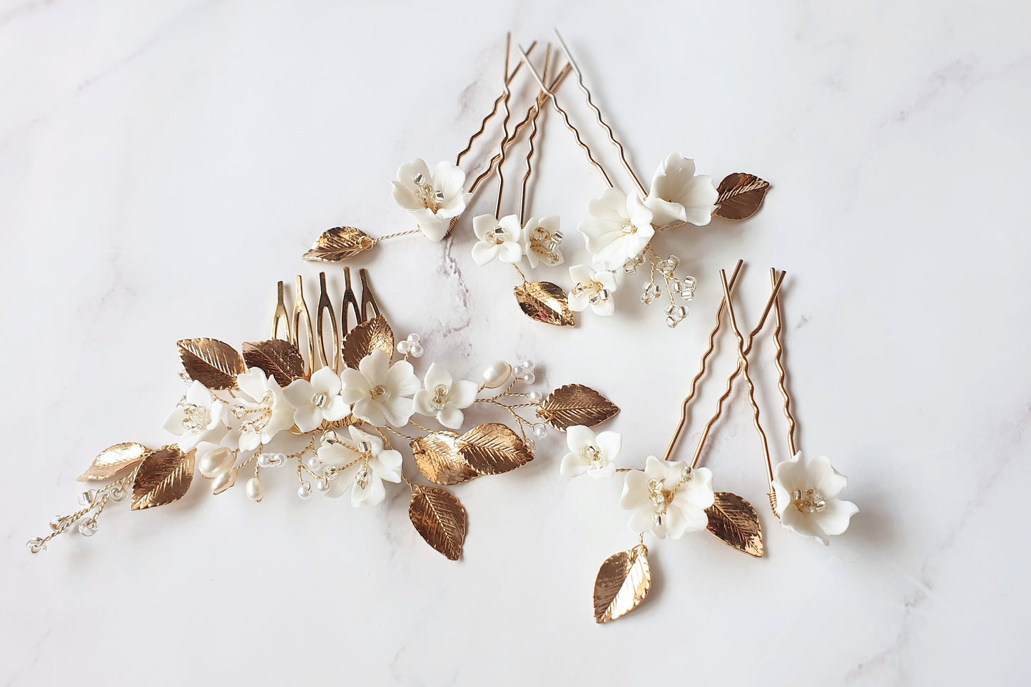 【ヘッドドレス】ヘアコームセットsilver/gold ~ブライダルヘッドドレス~ ≪HC-25≫ 【結婚式 ヘアアクセサリー】