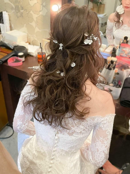 【ヘッドドレス】ヘアコームセットsilver/gold ~ブライダルヘッドドレス~ ≪HC-25≫ 【結婚式 ヘアアクセサリー】