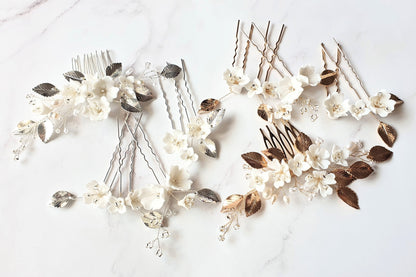 【ヘッドドレス】ヘアコームセットsilver/gold ~ブライダルヘッドドレス~ ≪HC-25≫ 【結婚式 ヘアアクセサリー】