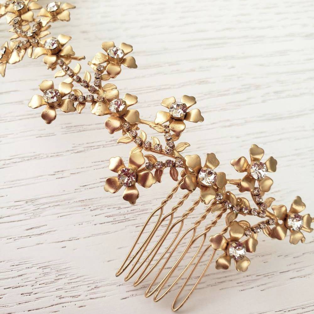 Elizabethbower Rambler マットゴールドのヘッドドレス 【結婚式 ヘアアクセサリー レンタル】