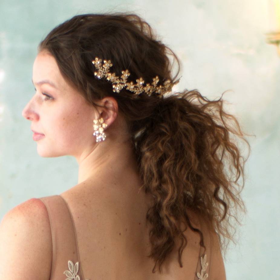 Elizabethbower Rambler マットゴールドのヘッドドレス 【結婚式　ヘアアクセサリー　レンタル】