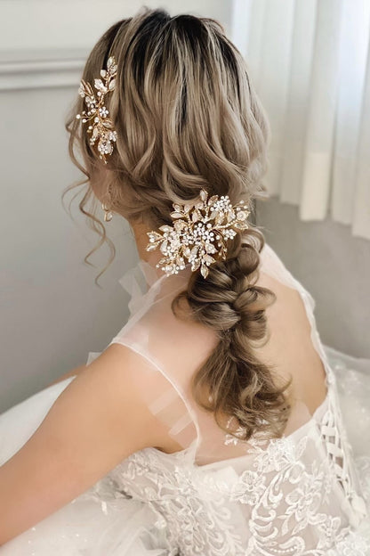 【ヘッドドレス】ヘッドドレス×ヘアピンセット silver/gold ~ブライダルヘッドドレス~ ≪HDP-27≫