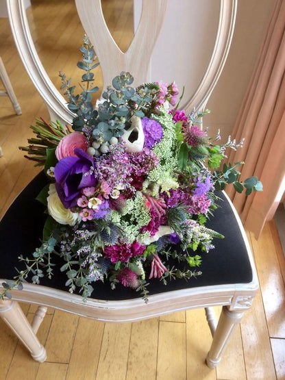 【生花】ナチュラルクラッチブーケ&ブートニア 【結婚式 フラワー 生花 ブーケ ブートニア オーダーメイド】