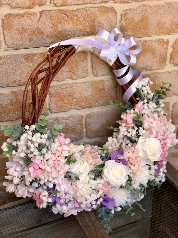 【プリザーブド】リースブーケ&ブートニア 【結婚式 フラワー ドライフラワー ブーケ ブートニア オーダーメイド】