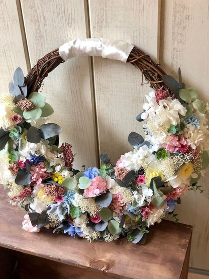 【プリザーブド】リースブーケ&ブートニア 【結婚式 フラワー ドライフラワー ブーケ ブートニア オーダーメイド】