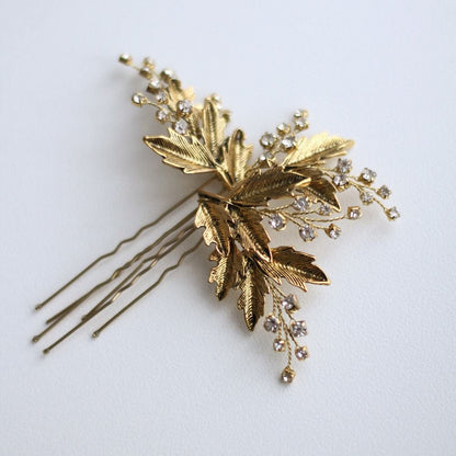 【ヘッドドレス】クリスタル&ダークゴールドピン3set/ブライダルアクセサリー 【結婚式 ヘアアクセサリー】