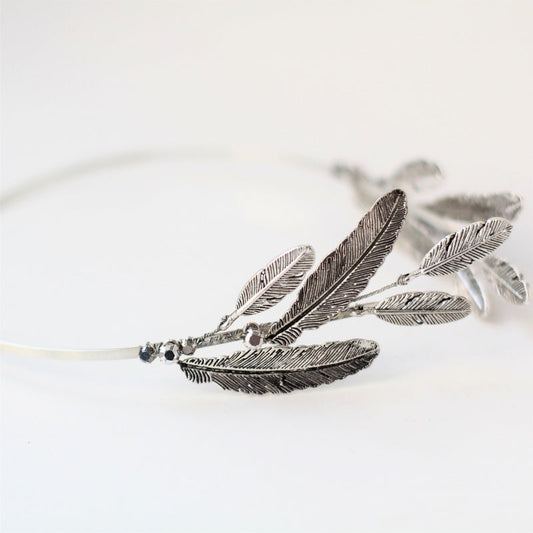 【ヘッドドレス】メタルフェザーヘアバンド/ブライダルアクセサリー 【結婚式 ヘアアクセサリー】