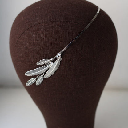 【ヘッドドレス】メタルフェザーヘアバンド/ブライダルアクセサリー 【結婚式 ヘアアクセサリー】