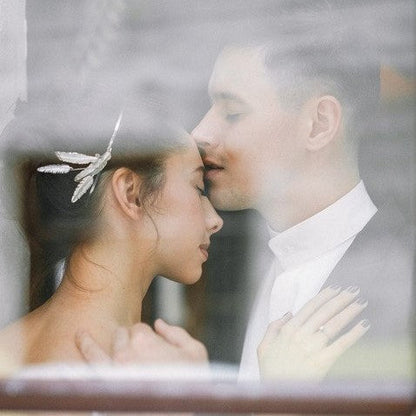 【ヘッドドレス】メタルフェザーヘアバンド/ブライダルアクセサリー 【結婚式 ヘアアクセサリー】