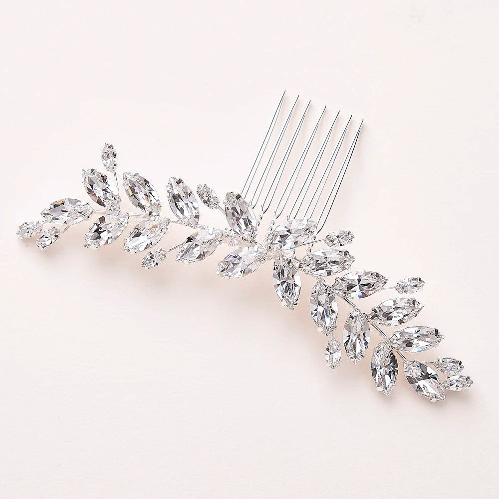 【ヘッドドレス】クリスタルリーフヘアコーム 【結婚式 ヘアアクセサリー】