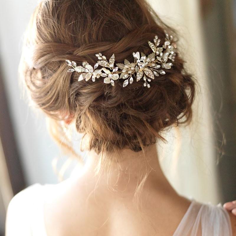 【ヘッドドレス】アヴィアーナヘアコーム/Gold/ブライダルアクセサリー 【結婚式 ヘアアクセサリー】