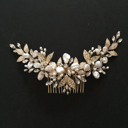 【ヘッドドレス】アヴィアーナヘアコーム/Gold/ブライダルアクセサリー 【結婚式 ヘアアクセサリー】