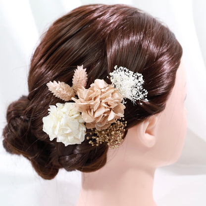 髪飾り イヴォアールホワイト【ヘアアクセサリー 花 ドライフラワー プリザーブド】 【結婚式 ヘアアクセサリー】