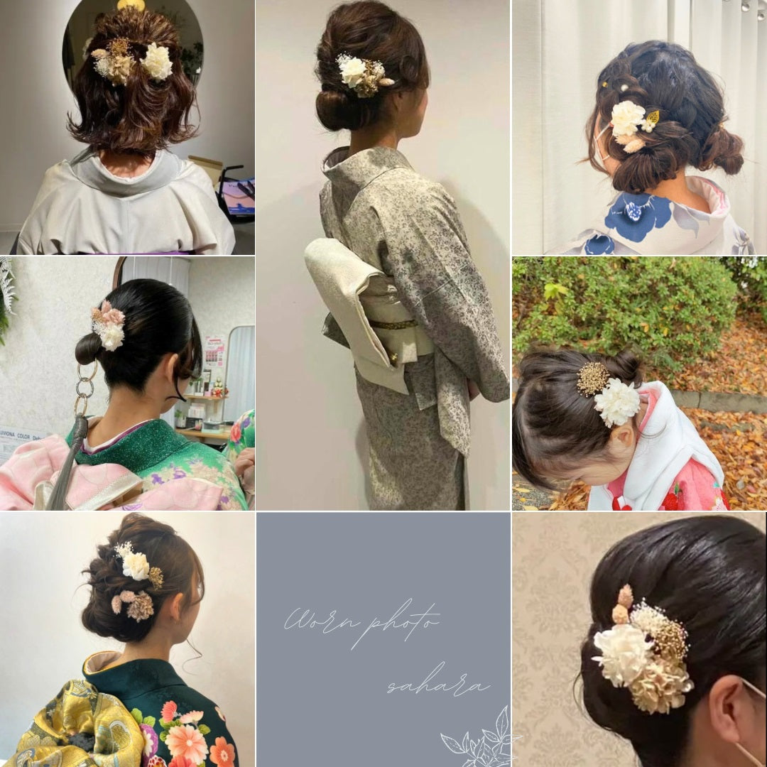 髪飾り イヴォアールホワイト【ヘアアクセサリー　花　ドライフラワー　プリザーブド】 【結婚式　ヘアアクセサリー】